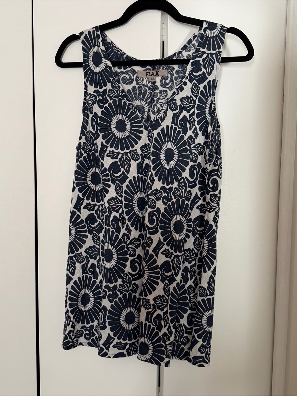 FLAX by Angelica Textile Navy Floral Tank